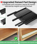 Knockout Heavy Duty Pull Out Cabinet Organizer With Dang Easy Setup And Tough Nano Adhesive For Smooth Glide showing upgraded raised pad design for frameless cabinets.
