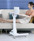 Height Adjustable Rolling Laptop Stand With Locking Casters Sleek Tilt Bed Desk For Sofa Hassle Free Mobility Solid Wood Desktop side view