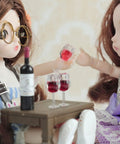 Hella Cool Miniature Red Wine Bottle Set Featuring Two Resin Filled Wine Glasses And A Static Corkscrew for dollhouse decor.
