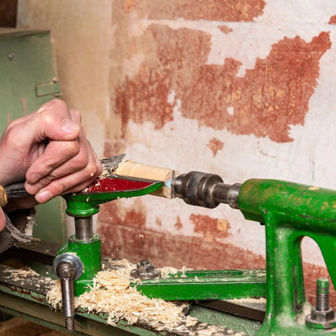 Woodturning with green lathe equipment using 20 Pack Insulating Pen Bushings For Woodturning, White Nonstick Durable Bushings.
