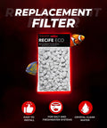 Recife Eco Phosphate and Nitrate Media Cubes for Aquariums 80 g package with fish and benefits icons