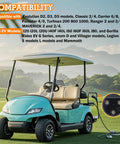 Rugged Golf Cart Charging Power Cord Straight Up Reliable 120 Volt 3 Pin Replacement Charge Cable Assembly for Evolution Icon EV models, shown connected to a golf cart.