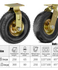 Badass 10 Inch Rubber Caster Wheels Set Of 4 With Upgraded Ball Bearings And Thick Steel Plates showing detailed wheel specs and design.