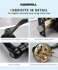 Close-up views of Matte Black Lever Door Handle Set With Keyed Entry For Front Door 3 Pack Vintage Style Door Handles Easy Install Lockset