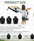 360 Degree Adjustable Impact Sprinkler With Nozzle Set For Large Area Irrigation Garden Farm And Lawn Sprinkler System with spare nozzles.