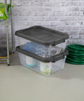 Box Stacker Modular Clear Storage Bin 16 Qt Organizer For Home And Garage Durable Plastic Stackable Bin With Secure Lid 14723V06