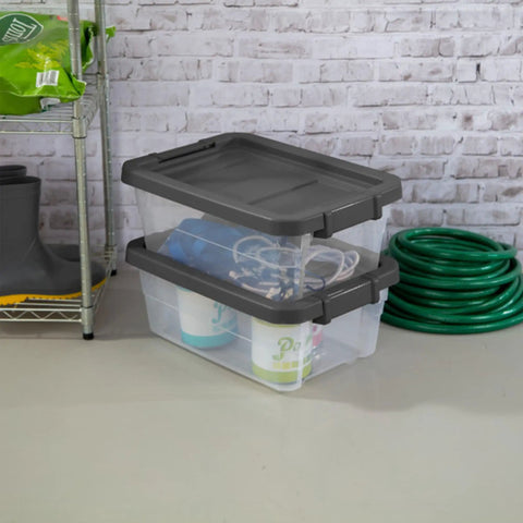 Box Stacker Modular Clear Storage Bin 16 Qt Organizer For Home And Garage Durable Plastic Stackable Bin With Secure Lid 14723V06