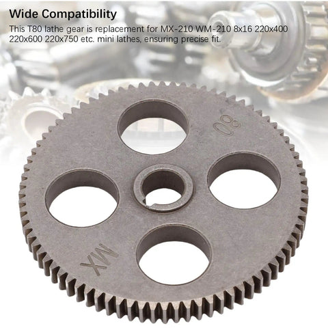 Built Like A Tank Steel Mini Lathe Spur Gear 80 Tooth with 12 mm bore and 83 mm outer diameter for mini lathes.