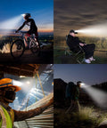 Rechargeable LED Headlamp 1800 Lumen Beast Bright With COB Flood Light Three Modes IP65 Waterproof on biker, camper, worker, hiker