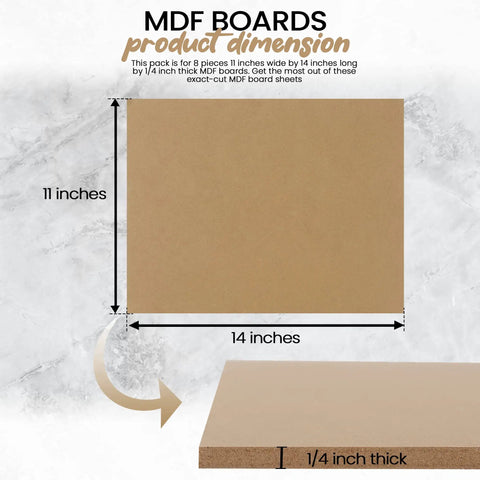 8 Pack Of 11 By 14 Inch Mdf Boards Exactly One Quarter Inch Thick With Pretty Dang Smooth Unfinished Sides And Solid Sanded Edges For Diy Carpentry Work You Gonna Absolutely Love, dimensions graphic showing measurements.