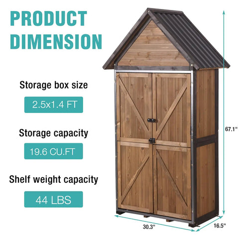 Product dimensions for Sturdy Outdoor Storage Shed With Metal Frame And Adjustable Shelves Large Capacity Tool Cabinet