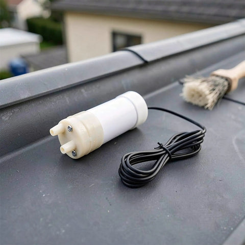Portable Submersible Sump Pump With Built In Filter And Extended Drain Hose Heavy Duty Water Rig on a surface.