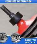 Heavy Duty Power Steering Pump Pulley Removal Tool Set Built Like A Tank To Crush Stubborn Rust Fast Premium Carbon Steel Heat Treated Anti Rust Pro Gear combined installation with threaded screw driver and red pulley.