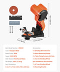 Tough Electric Chainsaw Sharpener Bench Mounted Eighty Five Watt Motor Spins Up To Five Thousand Rpm With Dual Grinding Discs, orange and black design.