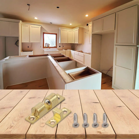 Adjustable Solid Brass Door Catch With Double Ball Tension Roller Latch for Cabinets Cupboards and Furniture Heavy Duty 60mm