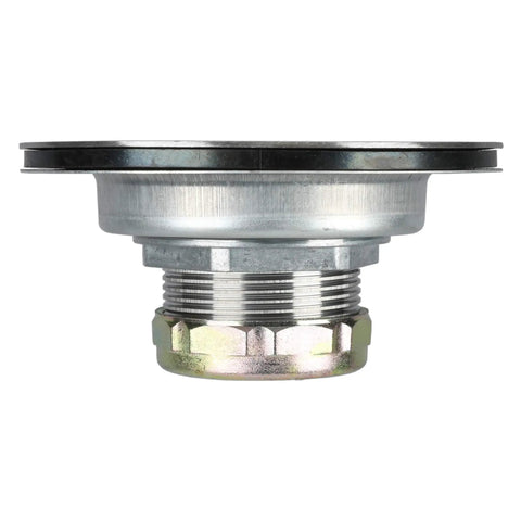 Flat Top Shower Drain Strainer For Mobile Homes And RVs Chrome Finish 4 And A Half Inch Outer Flange Durable Metal Construction Keeps Bathroom Drains Flowing And Debris Free