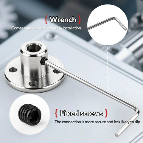 8 Pack 5mm Rigid Flange Couplings for Motor Shafts, DIY Model Building, Easy Install with Screws and Wrench Kit, Durable Steel Flange Shaft Connectors for Robotic Projects and Handmade Creations. Steel 5mm flange coupling with wrench and fixed screws