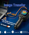 Thermal Imaging Camera With 240x240 Super Resolution From 96x96 IR, 25Hz Refresh, AI Sharpening, -4F To 1022F Temperature Range, IP54 Weatherproof, 6 Color Palettes, 2000mAh Battery For Real Heat Scans, USB-C transfer shown