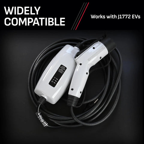 Go-To Portable Level 1 EV Charger For Home And On The Go 12 Amp At 120 Volt NEMA 5 15P Plug Indoor Outdoor Use J1772 Connector 20 Foot Cable SEV1670 Ships Fast coiled