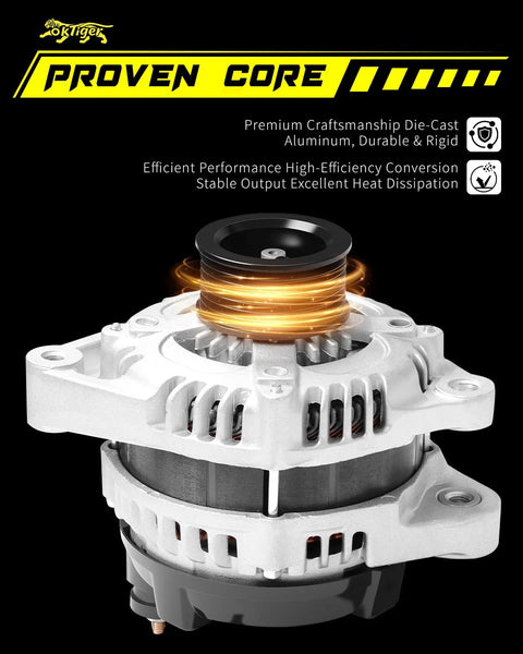 Beefed-Up 130A 12V Alternator For Honda Accord 2008-2012 And Acura TSX 2009-2014, Clockwise 7-Groove Pulley, OE 31100-R40-A01 Replacement