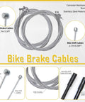 All In One 103 Piece Bike Brake Cable Kit With Stainless Steel Cable Cutter And Shifter Cable Housing Set Helps You Keep Your Ride Dialed In shown with bike brake and shift cables, housing end caps.