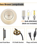 Dope Black Globe Shade Wall Sconces Set Of 2 showing brown glass lampshade and E12 bulb socket details with plug-in switches