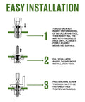 Easy installation steps for Zinc Plated Steel Blind Threaded Inserts in 15 Piece Short Jack Nuts Kit for thin materials.