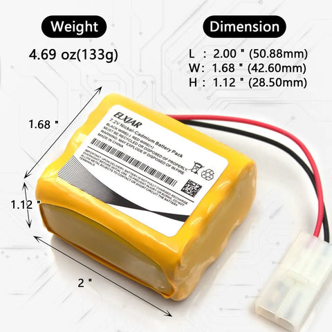 2-Pack 7.2V 1000mAh NiCd AA Battery Pack with Tamiya Plug showing weight and dimensions