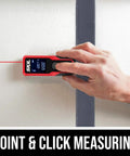 65 Feet Laser Distance Measurer With Wheel Measuring Mode For Uneven Surfaces, Compact Handheld Tool, Backlit LCD Display in use