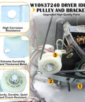 Upgraded 4392067 Dryer Repair Kit With W10837240 Idler Pulley For Smooth Drum Rotation Quiet Startup And Heat Issue Fix Replace Worn Components To Restore Peak Dryer Performance. W10837240 idler pulley and bracket installed in dryer assembly