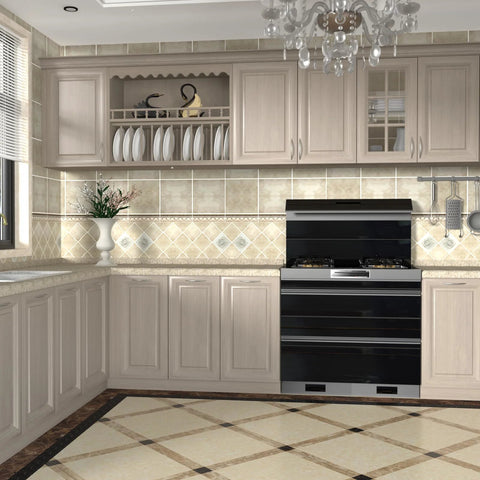 Modern kitchen with wooden cabinets showcasing 10 Pack 5 Inch Brushed Nickel Cabinet Pulls Arched Drawer Handles Solid Metal Hardware