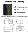 FEETECH 19.5KG Serial Bus Servo Motor dimensional drawing showcasing size and design details.