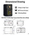 Dimensional drawing of Badass 19Kg Serial Bus Servo Motor With 12 Volt Power and Slick 360 Degree Magnetic Encoder.