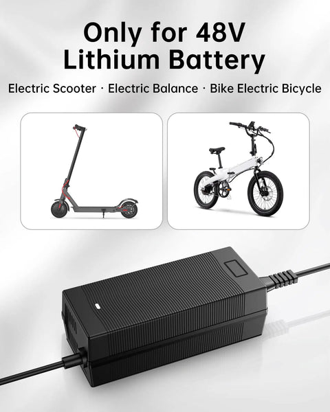 54.6V 2A Five Connector Electric Bike Charger For 48V Lithium Batteries Works With Lectric XP 2.0 And 3.0 Ecotric City Beach Evercross H5 H7 Ebikes And More With Wide Input 100 240V For Fast Plug And Play Home Charging