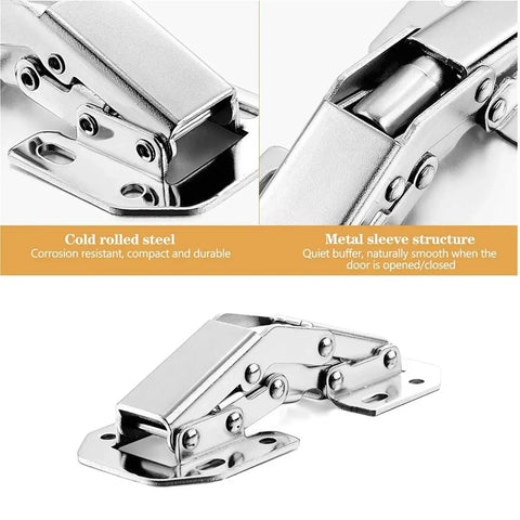 Stainless Steel Cabinet Hinge With Soft Close Hydraulic Damper Buffer for smooth door action, showcasing durable metal sleeve structure