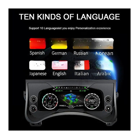 Hummer H2 2003-2007 12.3 Inch LCD Dashboard Instrument Panel Digital Gauge Cluster Replacement Module With Built-In Circuit Board And Indicator Lamps For Stable Idle And Plug-And-Play Easy Install, multi-language display