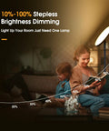 Mother and child reading by 32W 2600LM LED Torchiere Floor Lamp With Remote, Super Bright Living Room Light, 4 Color Temperatures And Stepless Dimming, Modern Black Standing Lamp For Bedroom And Office
