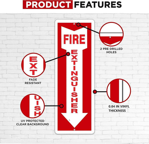 Heavy Duty Plastic Fire Extinguisher Wall Signs Featuring Bold Arrows That Point Straight At Your Unit For Zero Sweat Osha Compliance And Serious Peace Of Mind In Workshops Anywhere