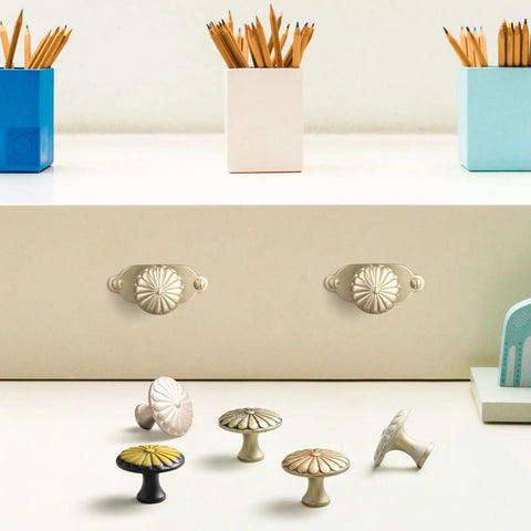 Drawer with modern knobs from 6 Pack Champagne Bronze Cabinet Backplate Set With 1.3 Inch Zinc Alloy Drawer Knobs And Screw Accent Oval Backplates