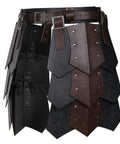 Medieval Faux Leather Wide Belt With Thigh Armor And Dual Side Skirt Armor For LARP And Cosplay in black and brown