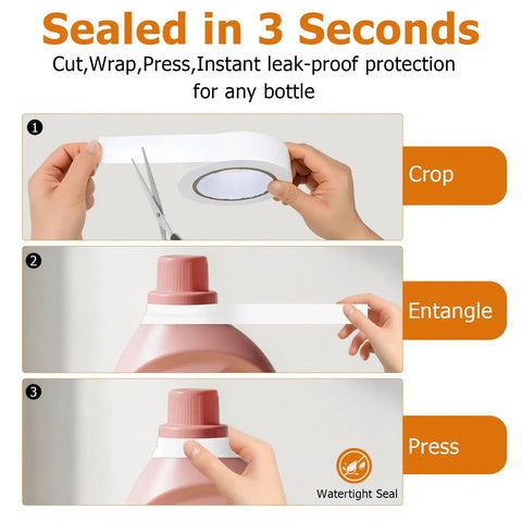 Two Roll Bottle Sealing Tape Pack 1.18 Inch By 108 Feet Each Cut To Size Waterproof Leakproof Tape application process