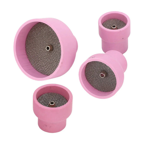 Ceramic Cup Kit Set for Welding Torch, 5 Pcs Alumina Cups With 12, 14, 16, 24 Diameters and 2.4mm Center Hole, top view