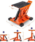 Beefy Heavy Duty Hydraulic Dirt Bike Lift Stand With Tool Trays 1000 Lbs Capacity Jack Stand dimensions and features