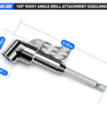 105 Degree Right Angle Drill Attachment Set With Long And Short Reach Adapters For Tight Spaces And Hard To Reach Corners