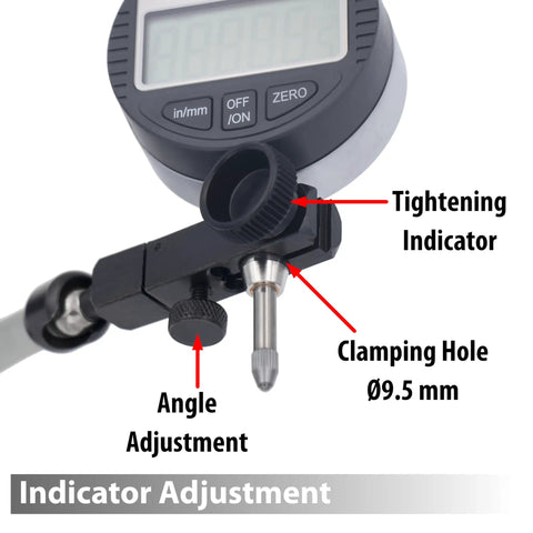 Straight Shooter Heavy Duty Magnetic Base Digital Dial Indicator Gauge With Snappy Inch To Metric Toggle And Auto Sleep Mode Crafted For Straightforward Shop Floor Calibrations And Brake Rotor Checks
