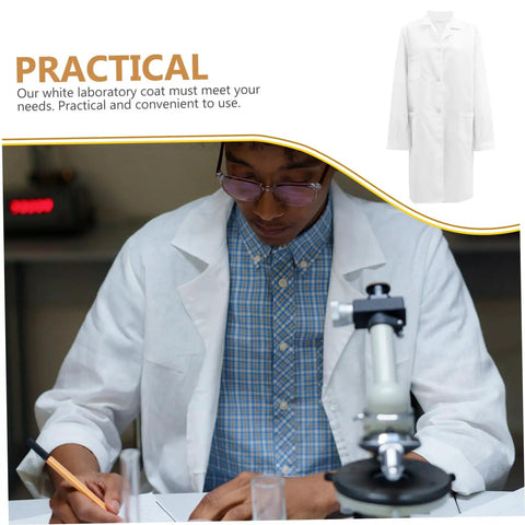 Pro Grade Lab Coat For Men And Women, Doctor Costume Ready, Ultra Comfortable Cotton Medical Coat, man writing in lab