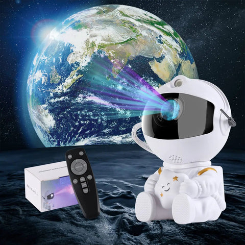 Mini Galaxy Projector Night Light With Remote Control for Kids Bedroom Ceiling Decor Nebula Aurora Starry Sky Projector, Cute Astronaut Version 2 projecting colors with box and remote