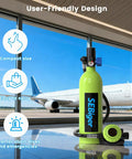 1L DOT Certified Mini Scuba Tank For Underwater Breathing Air, Dive Oxygen Cylinder Kit with plane view in background