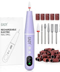 Effortless Cordless Nail Drill And Electric Nail File With Bright LED Display And Nine Precision Speeds For Low Stress At Home Gel Manicures lightweight violet purple design with nail bits and charging pack