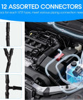 Universal Windshield Washer Hose Repair Kit 13 ft flexible washer fluid hose with 12 connectors in car engine bay